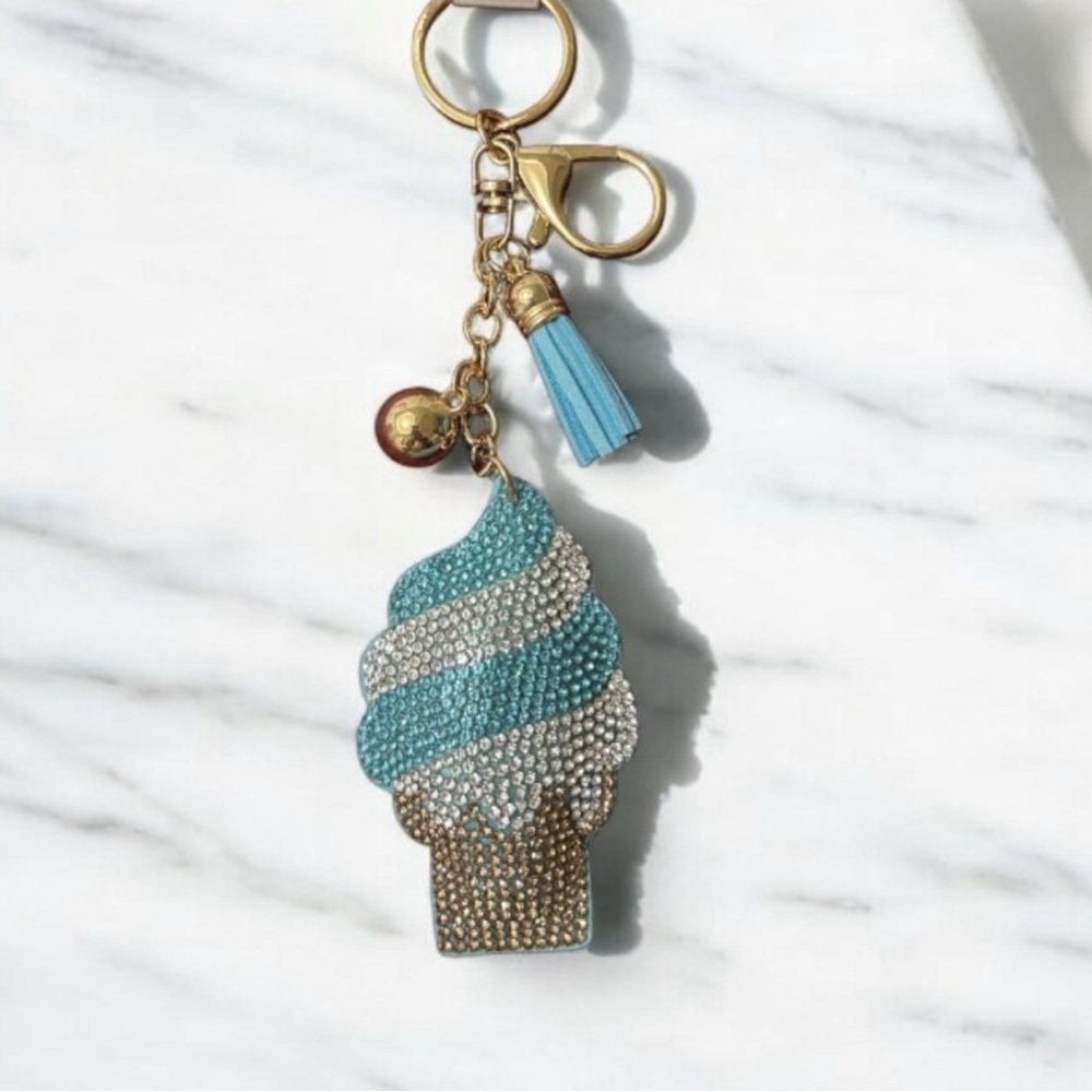 keychains Elegant Blue and Gold Ice Cream Keychain